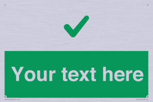 Custom green background, green tick sign